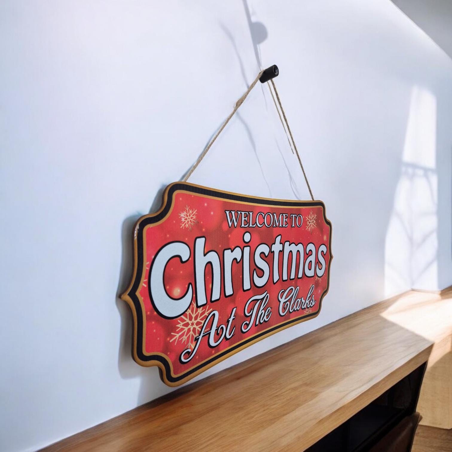 Personalised Christmas Sign - Welcome to Christmas Hanging Decoration | Custom Holiday Door Sign | Festive Christmas Decor for Home