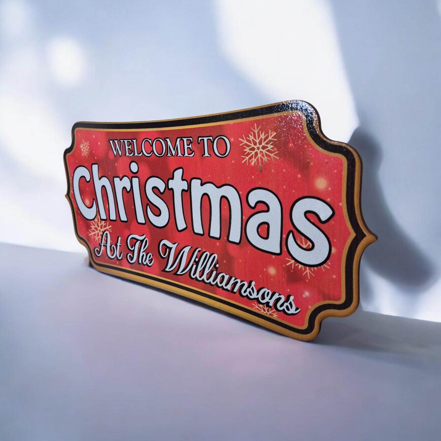 Personalised Christmas Sign - Welcome to Christmas Hanging Decoration | Custom Holiday Door Sign | Festive Christmas Decor for Home