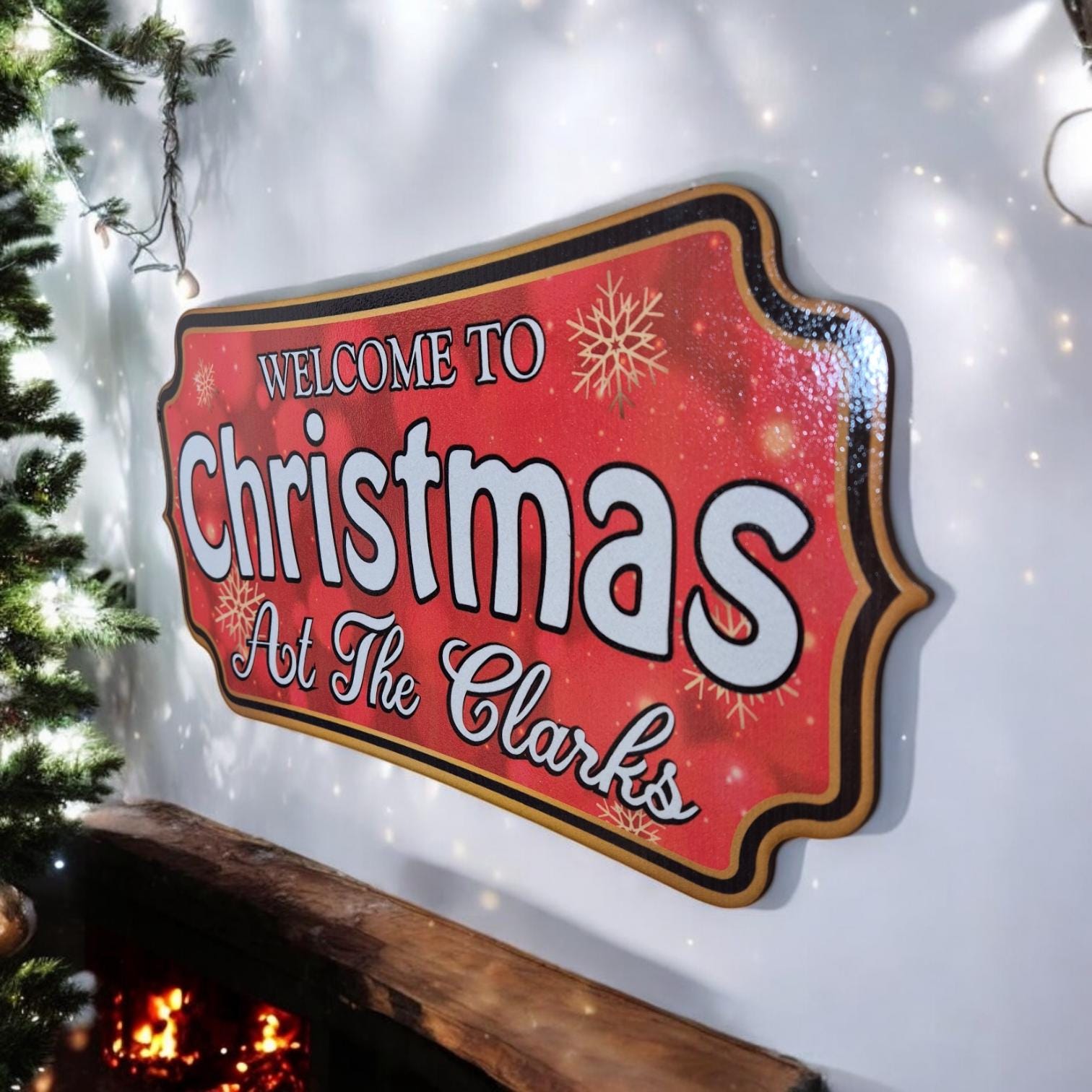 Personalised Christmas Sign - Welcome to Christmas Hanging Decoration | Custom Holiday Door Sign | Festive Christmas Decor for Home