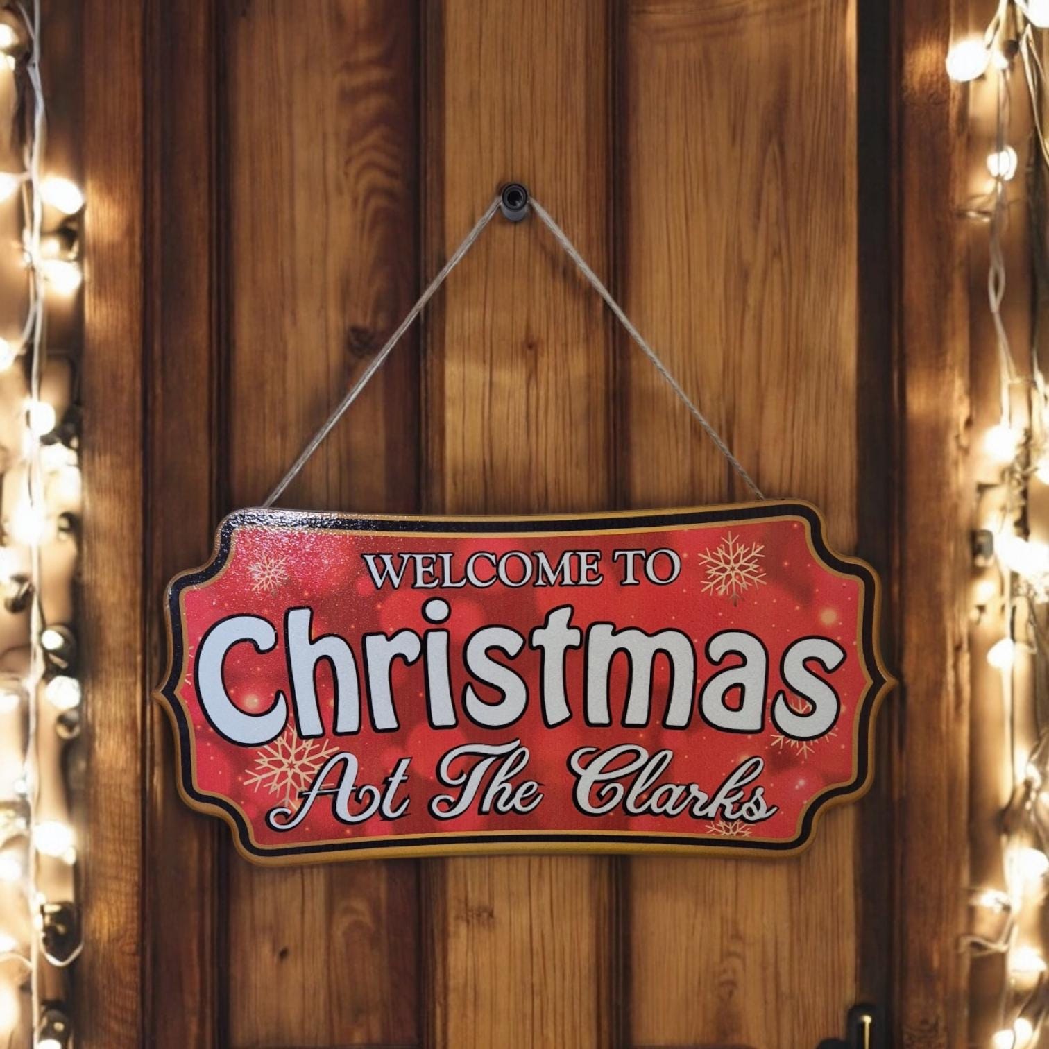 Personalised Christmas Sign - Welcome to Christmas Hanging Decoration | Custom Holiday Door Sign | Festive Christmas Decor for Home
