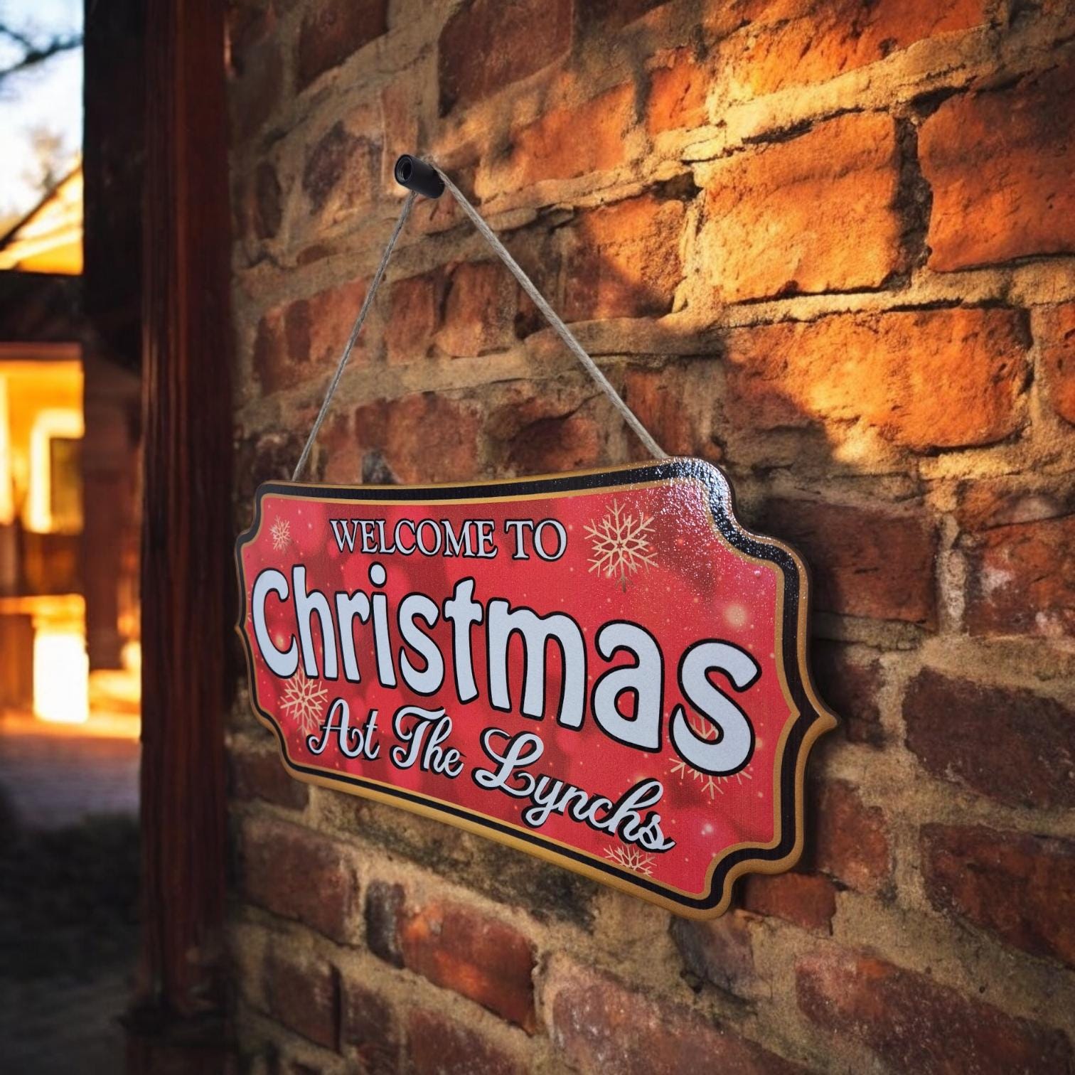 Personalised Christmas Sign - Welcome to Christmas Hanging Decoration | Custom Holiday Door Sign | Festive Christmas Decor for Home