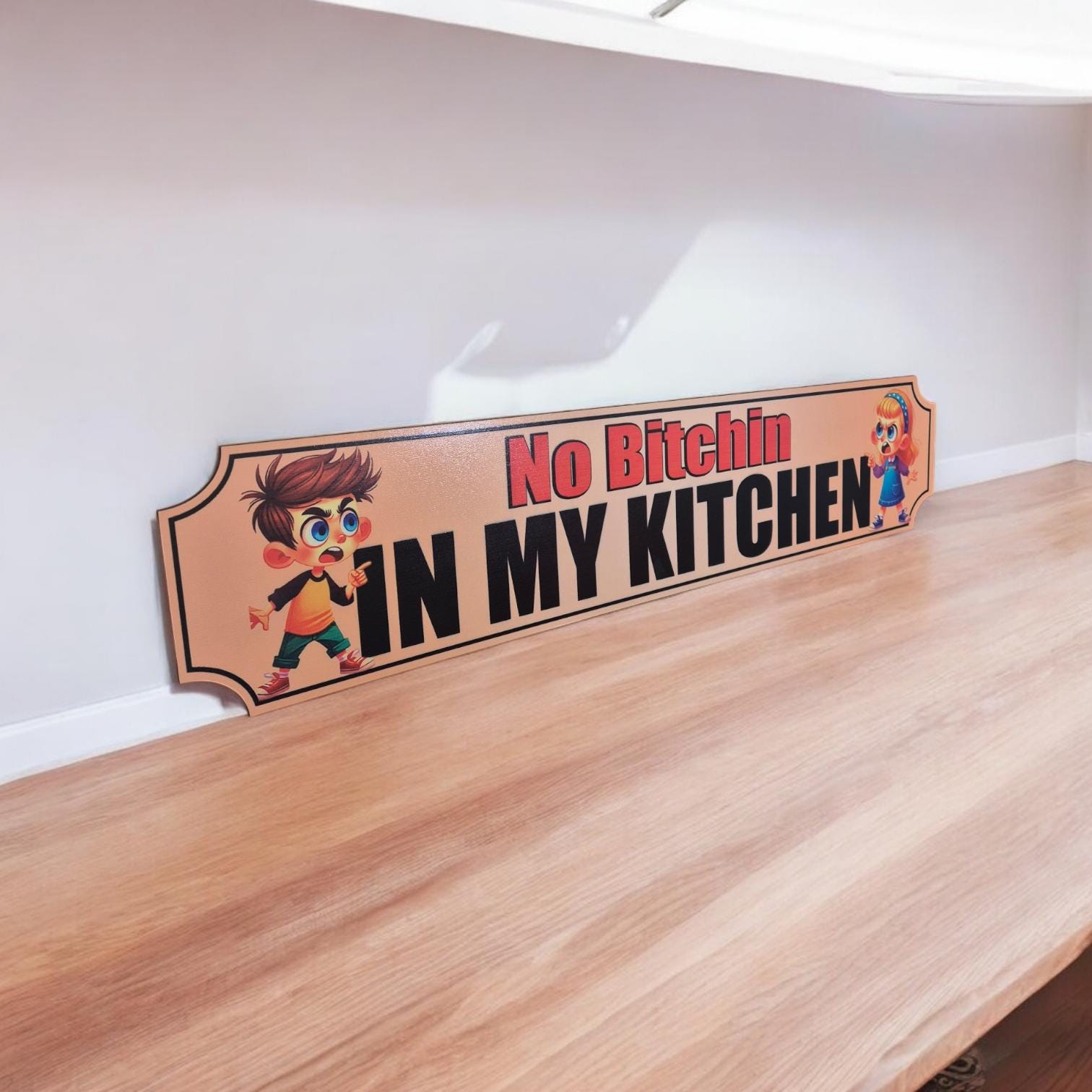 No Bitchin' in My Kitchen - Funny Wooden Kitchen Sign for Home Decor, Wall Art, Housewarming Gift, Mum's Kitchen Gift & Kitchen Humour
