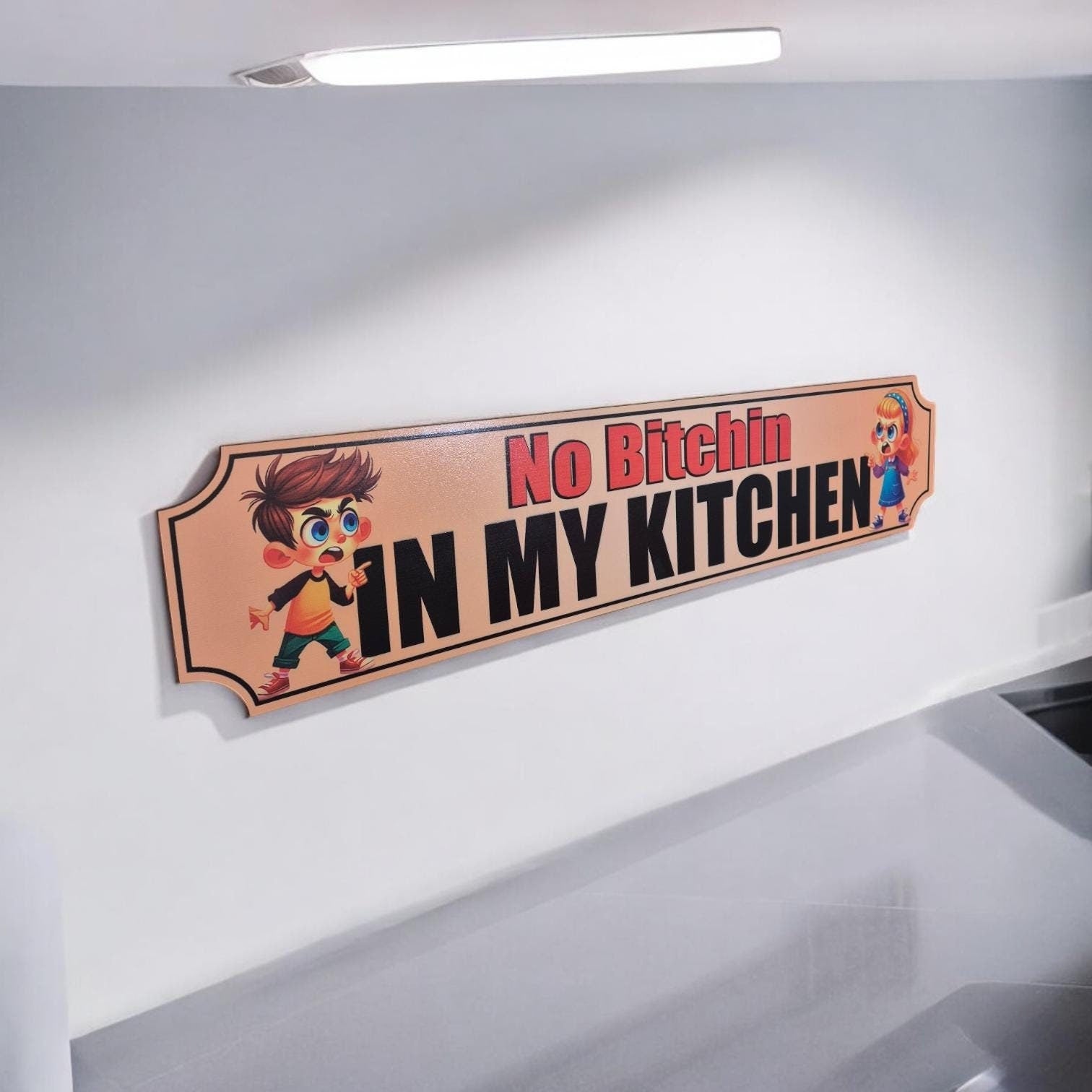No Bitchin' in My Kitchen - Funny Wooden Kitchen Sign for Home Decor, Wall Art, Housewarming Gift, Mum's Kitchen Gift & Kitchen Humour