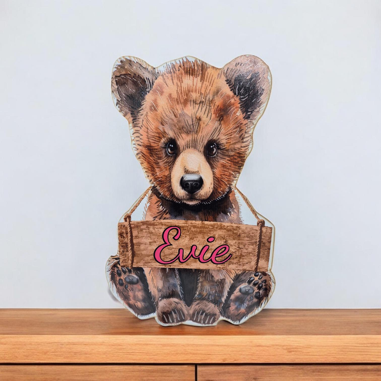 Personalised Nursery Decor - Large Personalised Teddy Bear Wooden Wall Decor - Perfect For Nursery Or Kids Bedroom - Cute Custom Wall Art