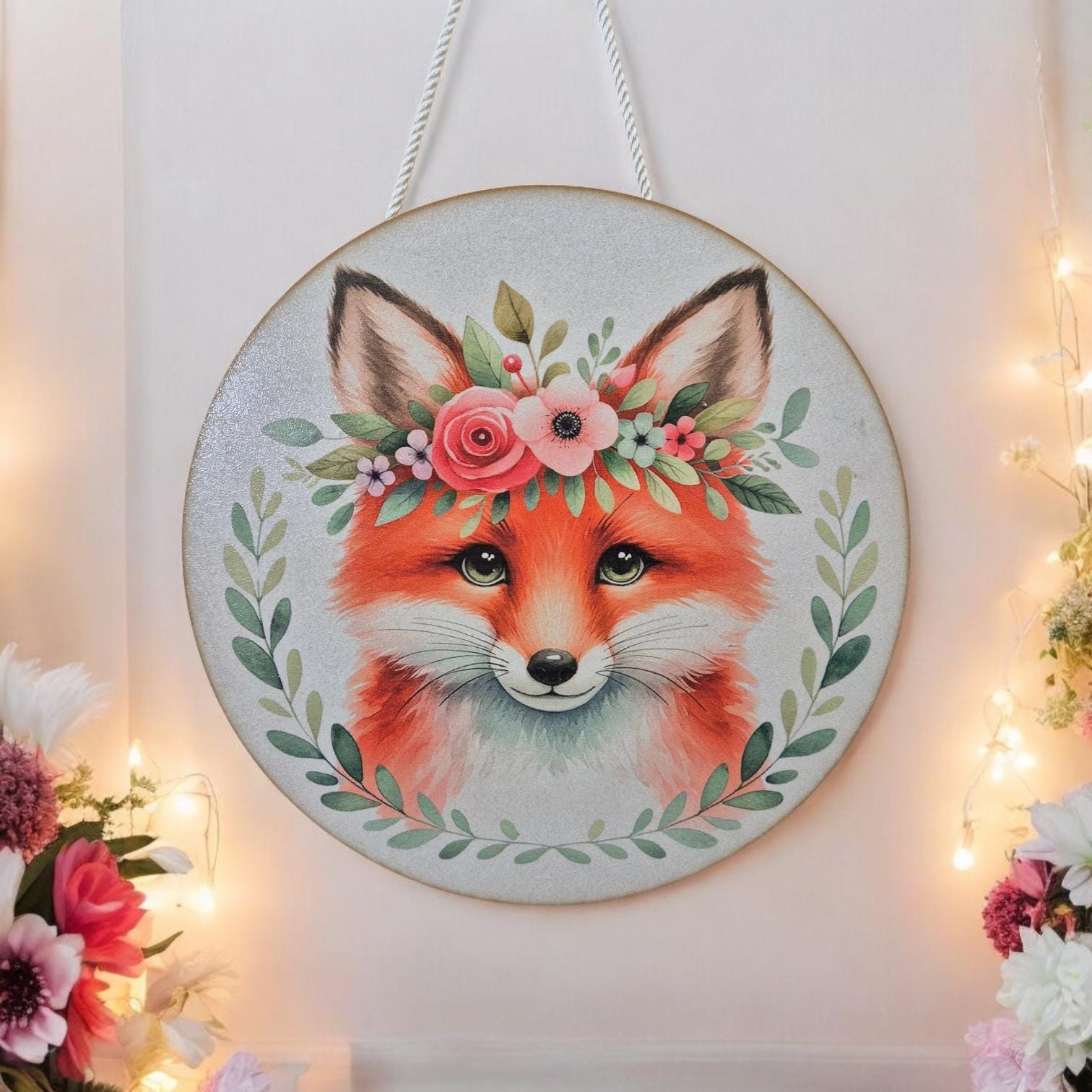 Wooden Fox Wall Art - Woodland Nursery Decor | Cute Animal Hanging Wall Art - Baby Girl/Boy Bedroom or Playroom Decor- Animal Prints