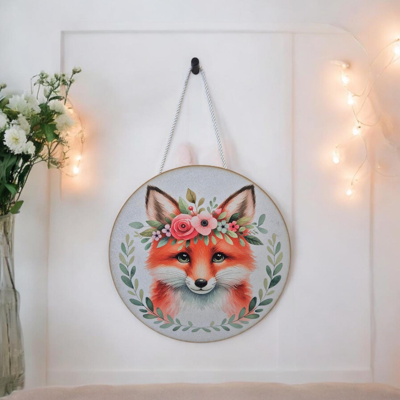 Wooden Fox Wall Art - Woodland Nursery Decor | Cute Animal Hanging Wall Art - Baby Girl/Boy Bedroom or Playroom Decor- Animal Prints