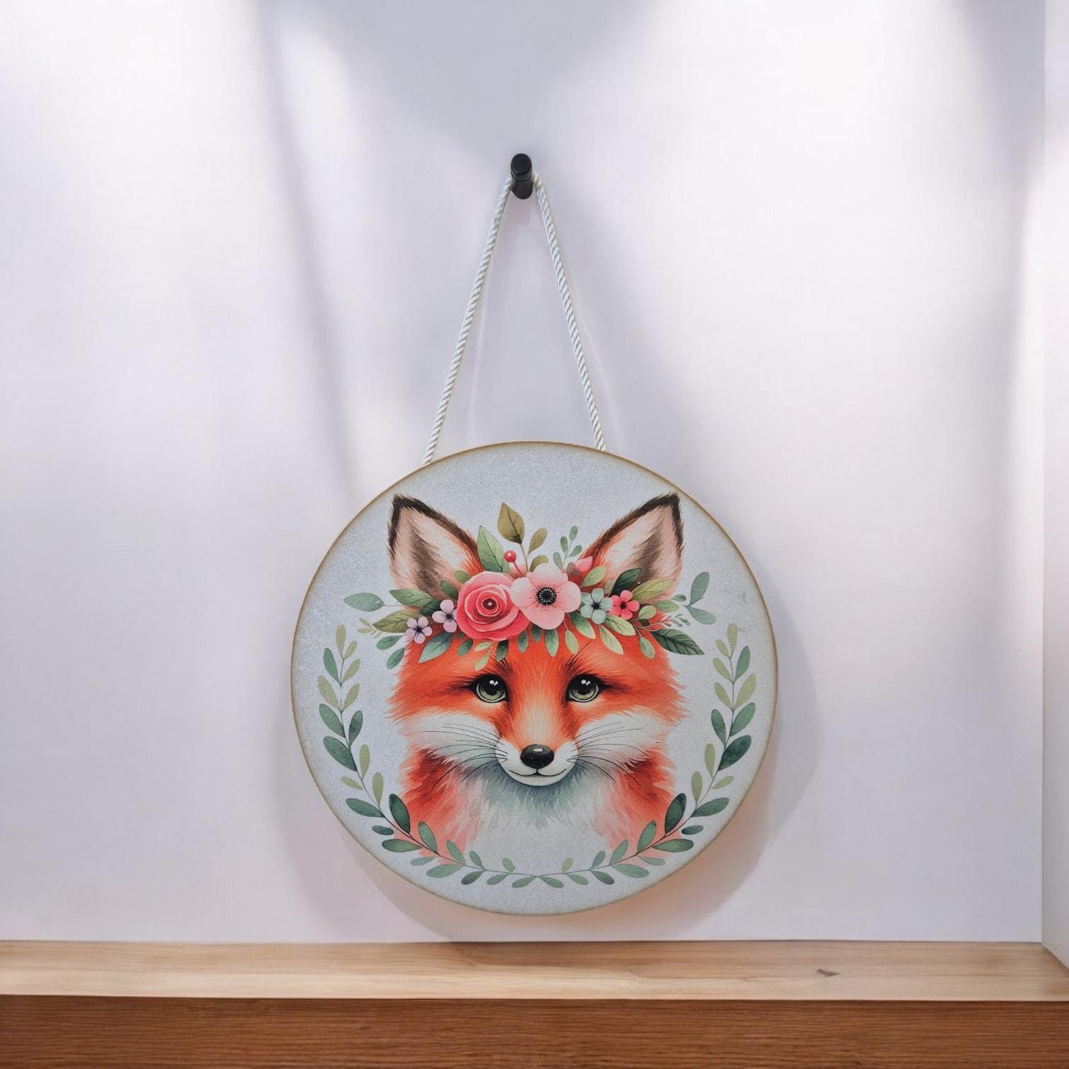 Wooden Fox Wall Art - Woodland Nursery Decor | Cute Animal Hanging Wall Art - Baby Girl/Boy Bedroom or Playroom Decor- Animal Prints