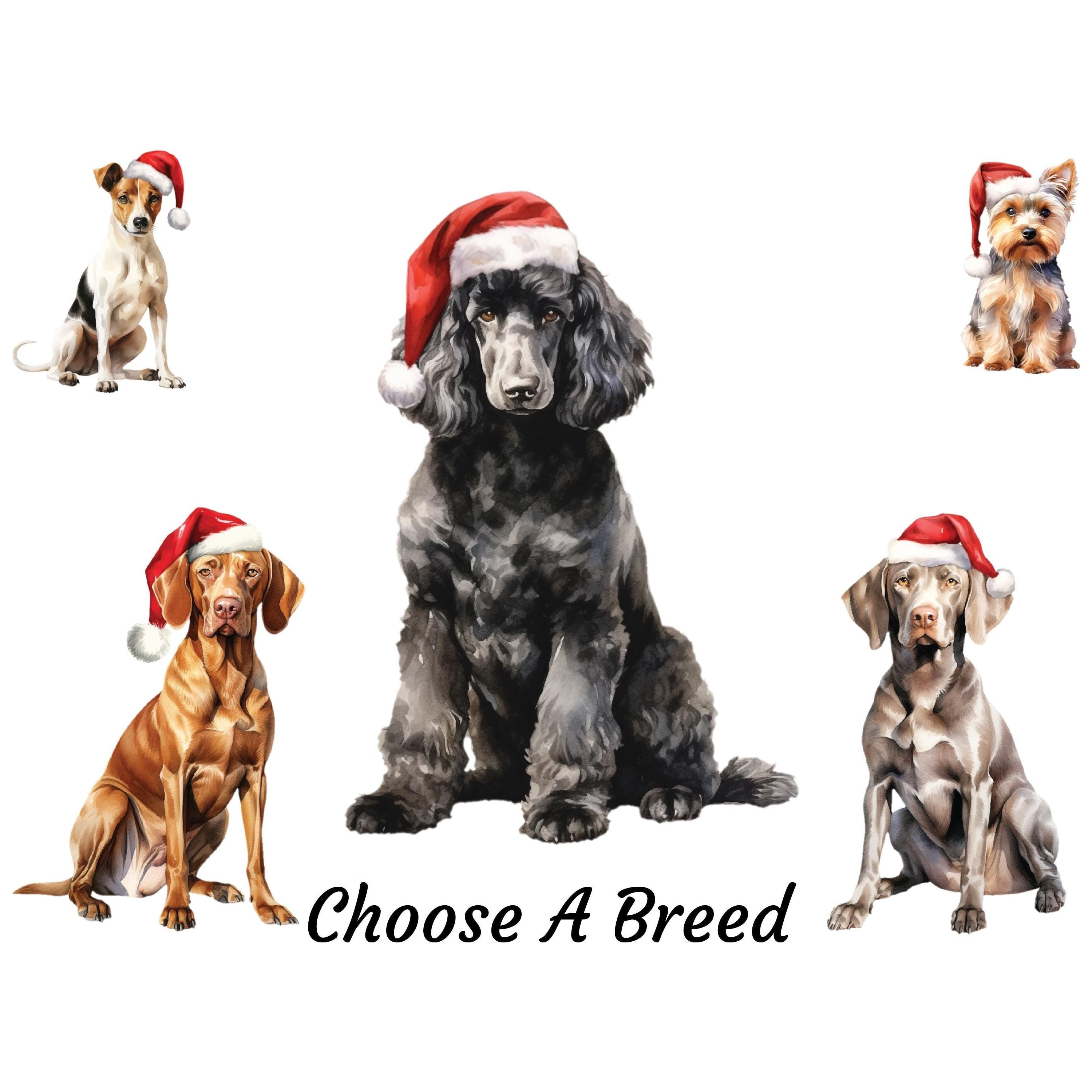 Personalised Christmas Dog Wall Art - 29.5cm Custom Pet Name Sign | Santa Hat Dog Breed Decor | Christmas Gifts for Dog Lovers, Home Decor