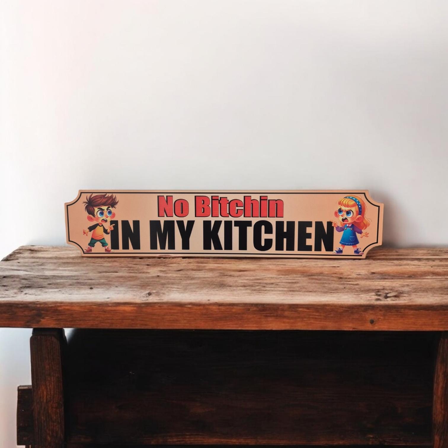 No Bitchin' in My Kitchen - Funny Wooden Kitchen Sign for Home Decor, Wall Art, Housewarming Gift, Mum's Kitchen Gift & Kitchen Humour
