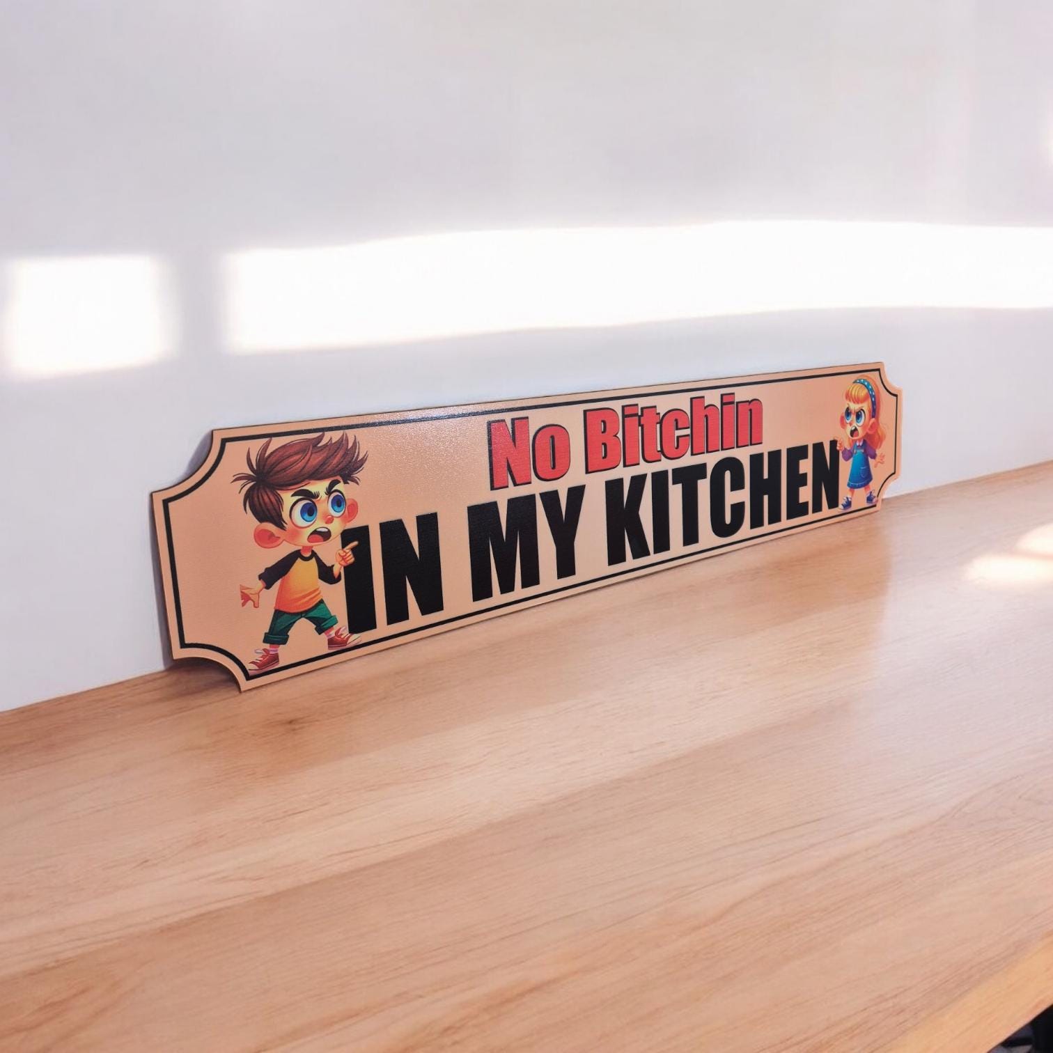 No Bitchin' in My Kitchen - Funny Wooden Kitchen Sign for Home Decor, Wall Art, Housewarming Gift, Mum's Kitchen Gift & Kitchen Humour