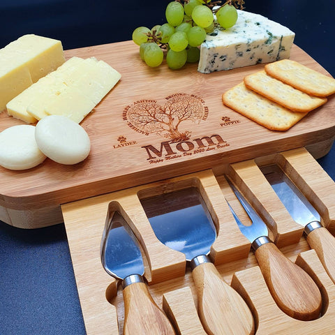 Mothers Day. Mothers Day Gift. Mothers Day Personalized. Mothers Day Gift Ideas. Gift For Her. Personalised Cheese Board and Accessories. - PersonalisedByPicArt