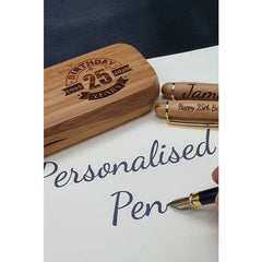 25th Birthday . Gift For Him. Bamboo Pen Double Set. Personalized Ballpoint Pen / Fountain Pen/ Pen Holder. Gifts For Her - PersonalisedByPicArt