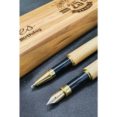 25th Birthday . Gift For Him. Bamboo Pen Double Set. Personalized Ballpoint Pen / Fountain Pen/ Pen Holder. Gifts For Her - PersonalisedByPicArt