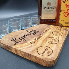 Long Distance Relationship Gift For Boyfriend - Personalized Gift Alcohol Shot Holder - Olive Wood - Gifts For Boyfriend - Holds 4 shots - PersonalisedByPicArt