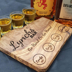 Long Distance Relationship Gift For Boyfriend - Personalized Gift Alcohol Shot Holder - Olive Wood - Gifts For Boyfriend - Holds 4 shots - PersonalisedByPicArt