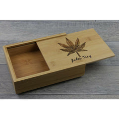 Cannabis / Weed Rolling Tray. Personalized Wood Stash Box For Weed / Cannabis . Wood Tray With Sliding Lid. Weed / Cannabis Accessories 420 - PersonalisedByPicArt