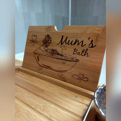 Personalised Christmas Gifts For Mum - Bamboo Extendable Personalized Bath Tray - The Perfect Mum Christmas Gift! Storage And Organization