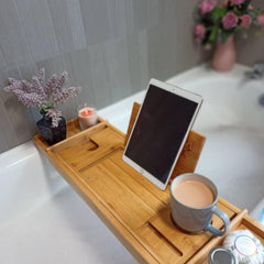 Personalised Christmas Gifts For Mum - Bamboo Extendable Personalized Bath Tray - The Perfect Mum Christmas Gift! Storage And Organization