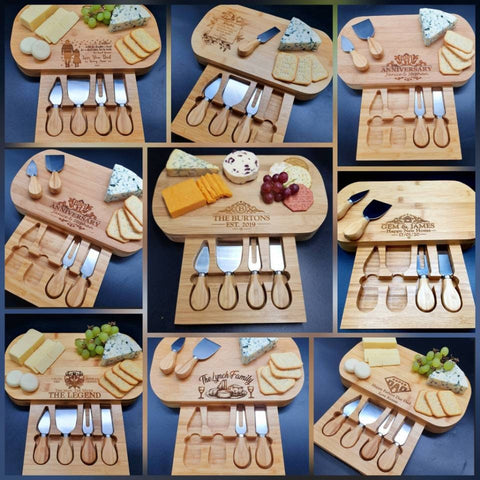 Parents Of The Groom Gifts - Custom Personalized Bamboo Cheese Board With Accessories -  Wedding Parents Thank You Gift - Mum And Dad Gift