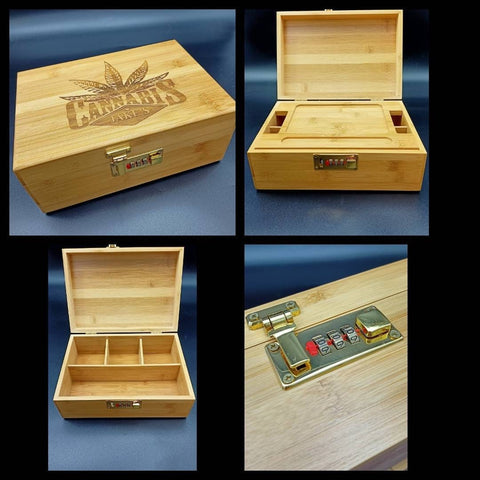 21st Birthday Gift - Large Bamboo Stash Box with Lock & Tray