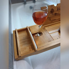 Personalised Christmas Gifts For Mum - Bamboo Extendable Personalized Bath Tray - The Perfect Mum Christmas Gift! Storage And Organization