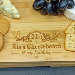 21st Birthday Gift - Engraved Bamboo Charcuterie Board