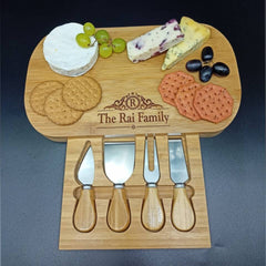 Family Gift - Eco Friendly Bamboo Charcuterie Serving Board -  Personalised Cheese Board - Family Tree Gift - Blended Family Gift