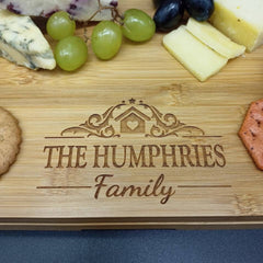 Family Gift - Eco Friendly Bamboo Charcuterie Serving Board -  Personalised Cheese Board - Family Tree Gift - Blended Family Gift