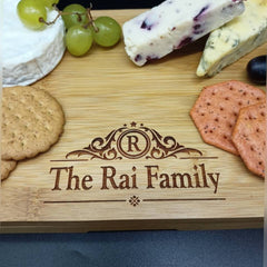 Family Gift - Eco Friendly Bamboo Charcuterie Serving Board -  Personalised Cheese Board - Family Tree Gift - Blended Family Gift