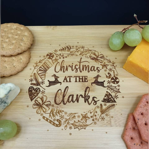 Christmas Cheese Board Personalised Gift - Personalised Charcuterie Bamboo Cheese Board - The Perfect Gift For All The Family This Christmas