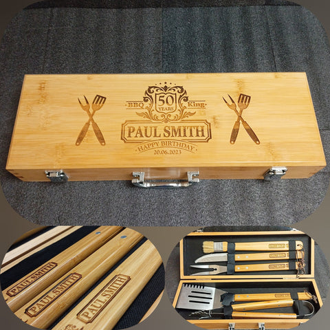 50th Birthday Gift - Personalized BBQ Set for Him