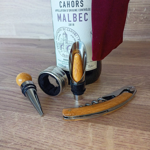 Wine Tool Gift - A collection Of 4 Essential Wine Tools Including Corkscrew, Wine Pourer, Wine Stopper & Wine Drip Ring - Ideal Wine Gift