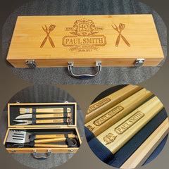 40th Birthday Gift - Personalized BBQ Set for Him