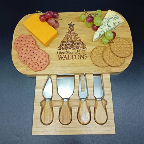 Christmas Cheese Board Personalised Gift - Personalised Charcuterie Bamboo Cheese Board - The Perfect Gift For All The Family This Christmas