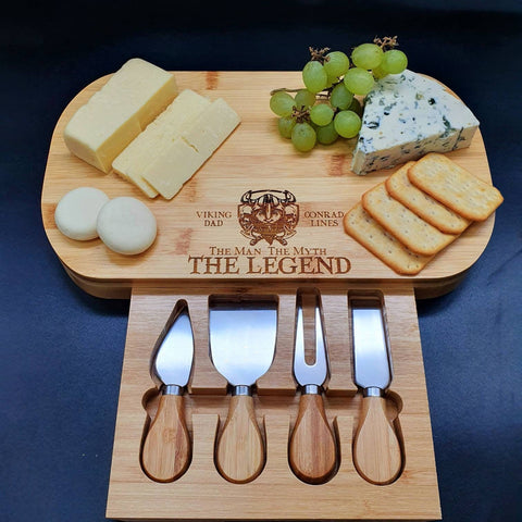 Personalized Viking Gifts -Personalised Bamboo Cheese Board - Dad Christmas Gift - The Man The Myth The Legend - Gift For Him - Gift For Dad