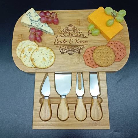 Ruby Wedding Anniversary - Personalized Bamboo Charcuterie Board