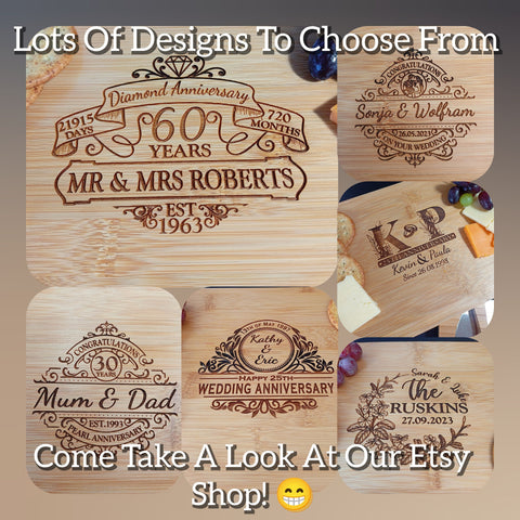 "5th Anniversary Gift - Personalized Cheeseboard for Couples