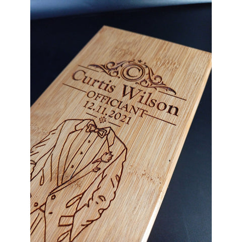 Gifts For Officiant - Personalised Bamboo Wine Box With Tools - The Perfect Personalised Thank You Gift For Officiant At Wedding