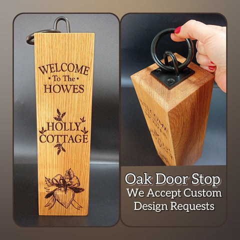 Housewarming Gift - Personalised Solid Oak Heavy Door Stop - The Perfect Housewarming, Weddings, First Homes, New Homes, and Christmas Gift