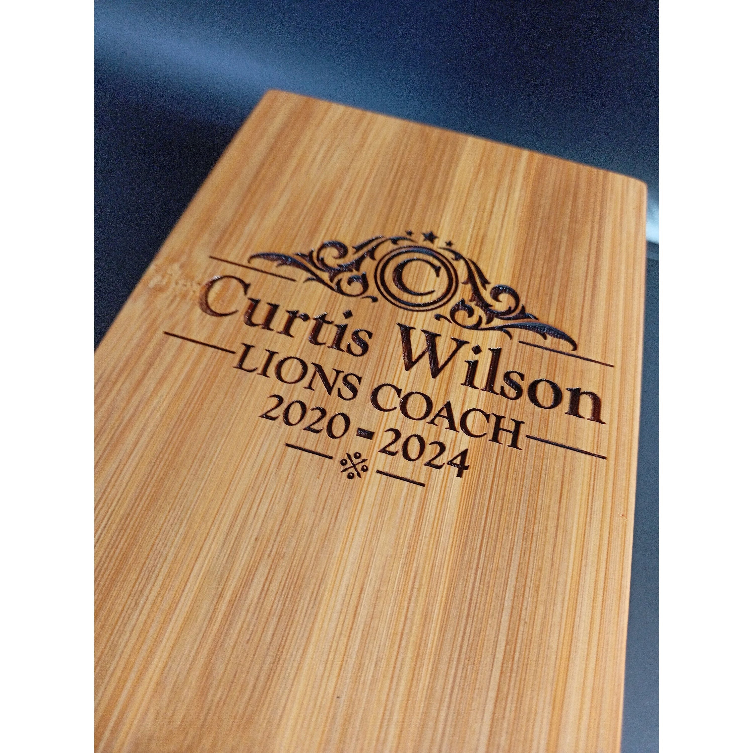 Football Coach Gift - Personalised Bamboo Wine Box - Personalised Gift For Football, Rugby, Tennis, Baseball, Basketball, Softball Coach