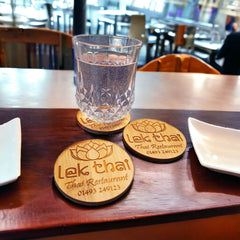 Custom Wooden Coasters For Restaurant Decor - Bamboo Eco Friendly Coasters For Business Branding With Logo For Business - New Business Gift