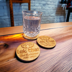 Custom Wooden Coasters For Restaurant Decor - Bamboo Eco Friendly Coasters For Business Branding With Logo For Business - New Business Gift