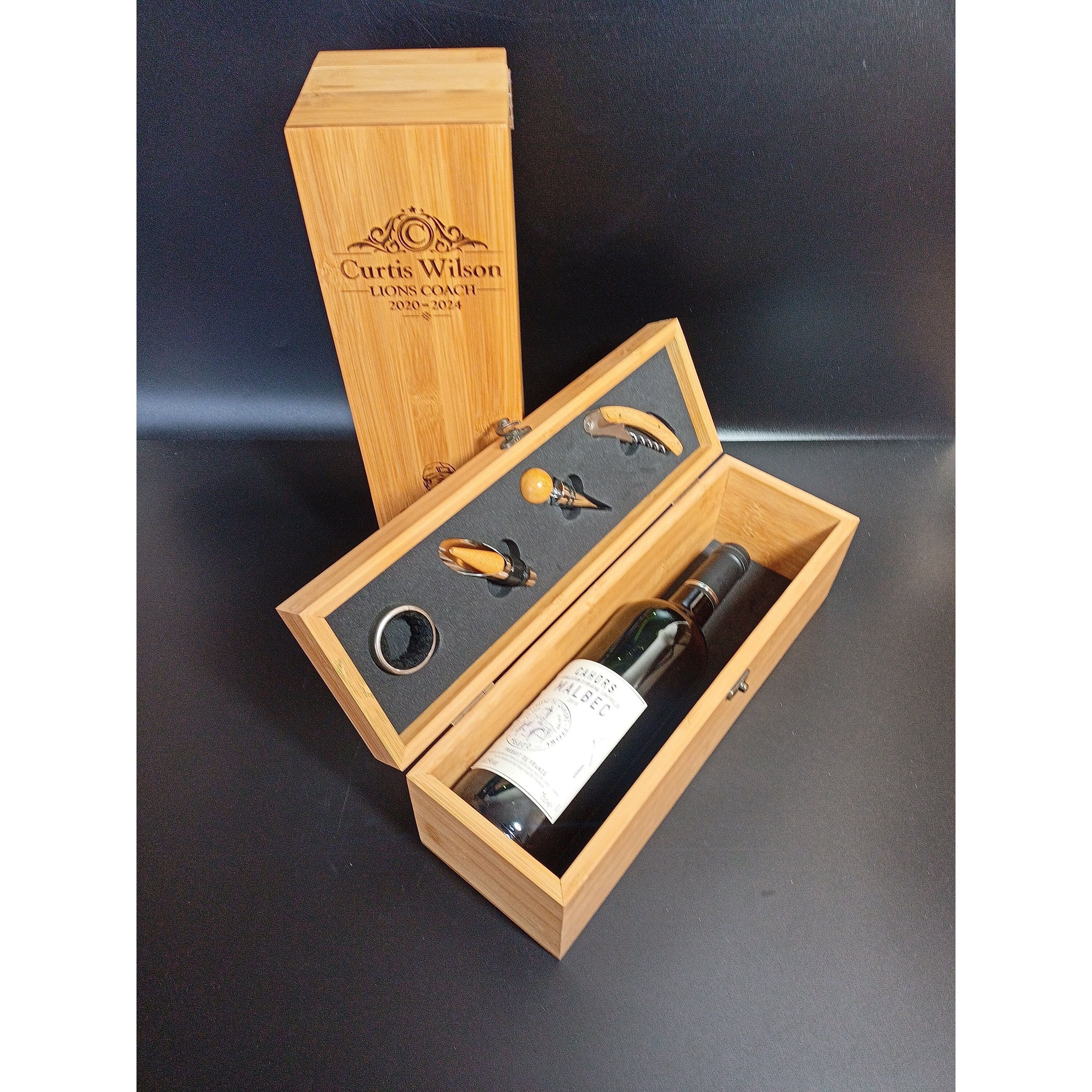 Football Coach Gift - Personalised Bamboo Wine Box - Personalised Gift For Football, Rugby, Tennis, Baseball, Basketball, Softball Coach
