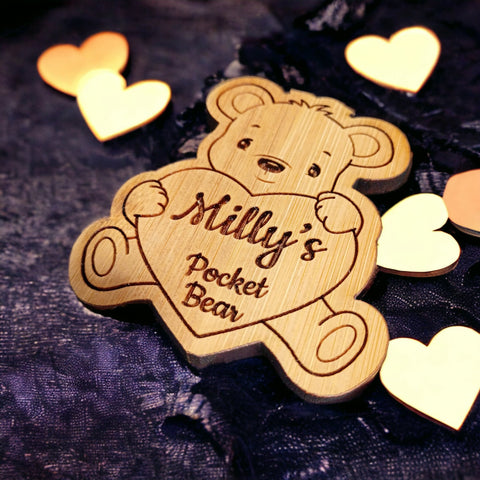 Little Pocket Bear Hug - Personalised Pocket Sized Bamboo Bear - A Small Handmade Gift with a Big Heart - Thinking Of You Gift - Small Gift