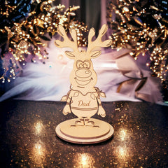 Personalised Christmas Decoration Decor - Stand-up Personalised Reindeer Table Place Names -