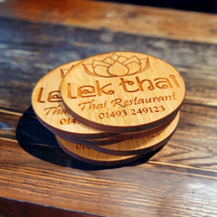 Custom Wooden Coasters For Restaurant Decor - Bamboo Eco Friendly Coasters For Business Branding With Logo For Business - New Business Gift