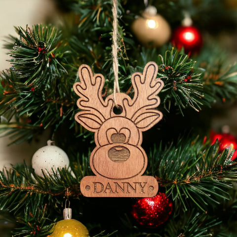 Personalised Christmas Reindeer Bauble  - Personalised Christmas Decoration For Christmas Tree - Family Christmas Gift