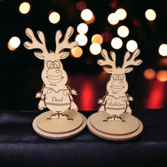 Personalised Christmas Decoration Decor - Stand-up Personalised Reindeer Table Place Names -