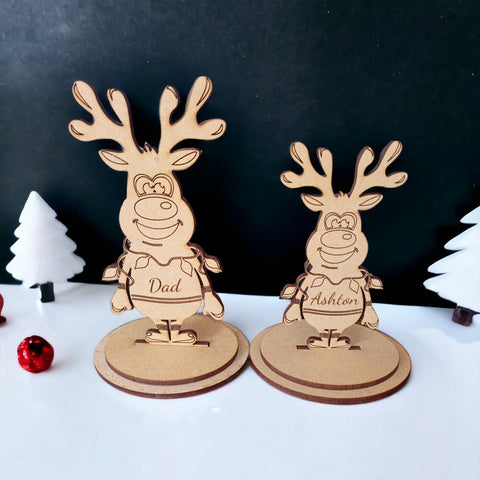 Personalised Christmas Decoration Decor - Stand-up Personalised Reindeer Table Place Names -