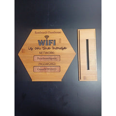 Personalised Wifi Sign Made From Bamboo Stand Up Password Sign For Business - Small Business Sign For Hotel, Beauty Business, Restaurant